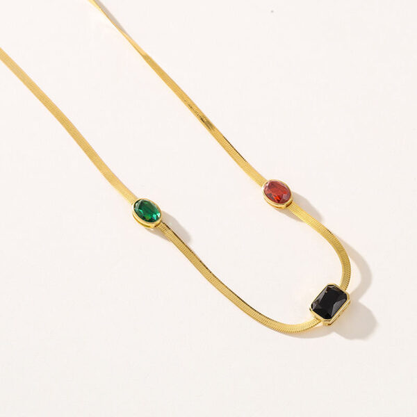 o3 High Quality Gold Plated Brass Jewelry for Men Women Personality Link Chain Necklace with Colorful Zircon