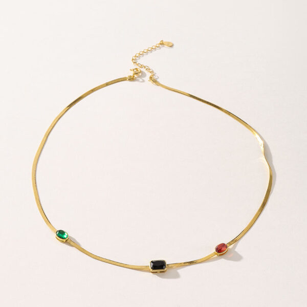 o4 High Quality Gold Plated Brass Jewelry for Men Women Personality Link Chain Necklace with Colorful Zircon