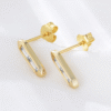 q2 Delicate 14K Gold Plated 925 Sterling Silver Earrings Trendy Minimalist Women's Jewelry With Cubic Zirconia