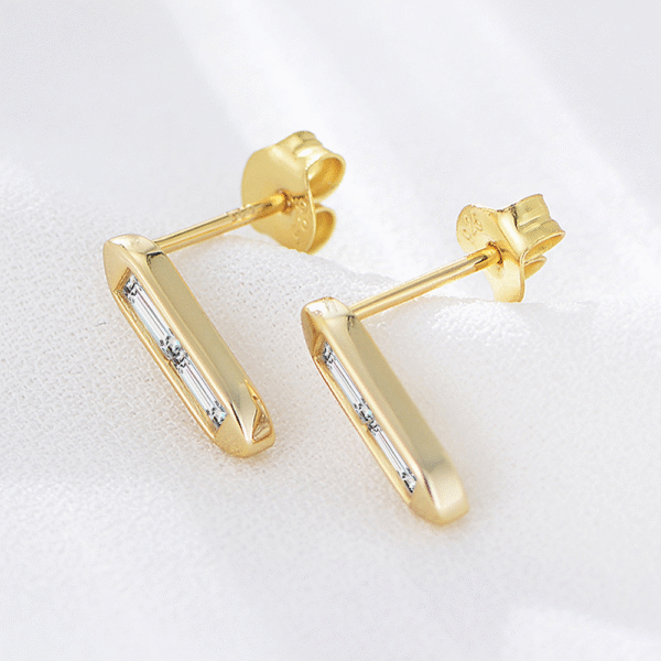 q2 Delicate 14K Gold Plated 925 Sterling Silver Earrings Trendy Minimalist Women's Jewelry With Cubic Zirconia
