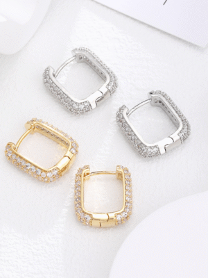 Wholesale Gold Planted Huggie Hoop Trendy Earrings for Women 2025 Micro Pave CZ Small Hoop 925 Silver Jewelry