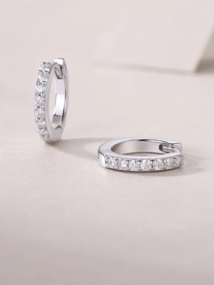 Customized Design Moissanite Long Lasting Shine Sterling Silver Hoop Earrings for Women Couple Jewelry