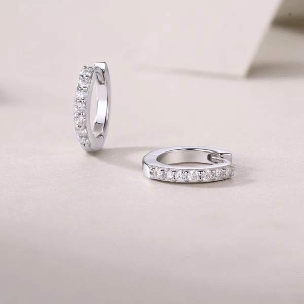 Customized Design Moissanite Long Lasting Shine Sterling Silver Hoop Earrings for Women Couple Jewelry