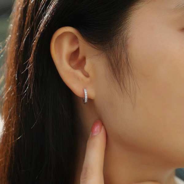 Customized Design Moissanite Long Lasting Shine Sterling Silver Hoop Earrings for Women Couple Jewelry