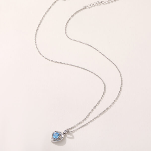 Wholesale Fashion 925 Silver Blue Heart Pendant Necklace Zircon High Quality Rose Gold Everything Style Choker Women Weddings