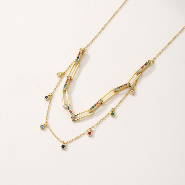 Fashion Jewelry With Sparking Colour Necklaces for Women,  5A Cubic Zircon Brass Real Gold Planted Gold Jewelry