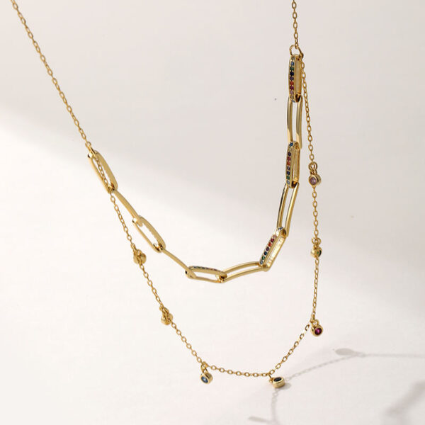 Fashion Jewelry With Sparking Colour Necklaces for Women,  5A Cubic Zircon Brass Real Gold Planted Gold Jewelry