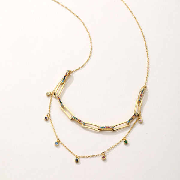 Fashion Jewelry With Sparking Colour Necklaces for Women,  5A Cubic Zircon Brass Real Gold Planted Gold Jewelry