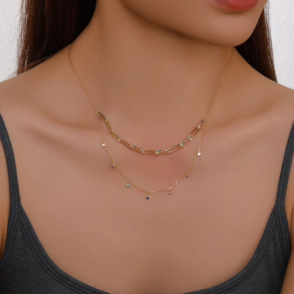 Fashion Jewelry With Sparking Colour Necklaces for Women,  5A Cubic Zircon Brass Real Gold Planted Gold Jewelry