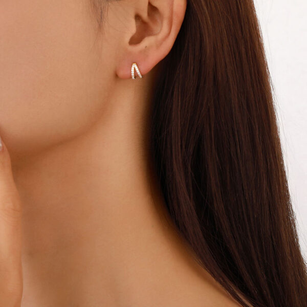 Wholesale Supply 2025 New Design Gold Earrings, Open Brass Hoop Earrings for Women, Geometric Gold Jewelry with Zircon for Wedding