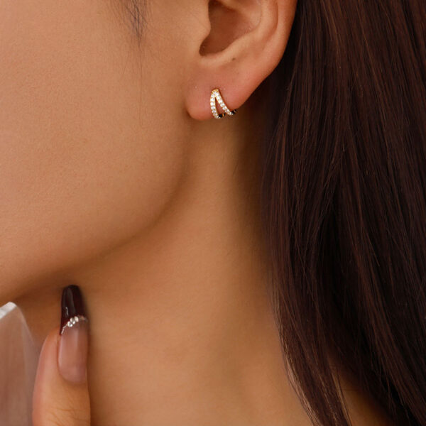 Wholesale Supply 2025 New Design Gold Earrings, Open Brass Hoop Earrings for Women, Geometric Gold Jewelry with Zircon for Wedding