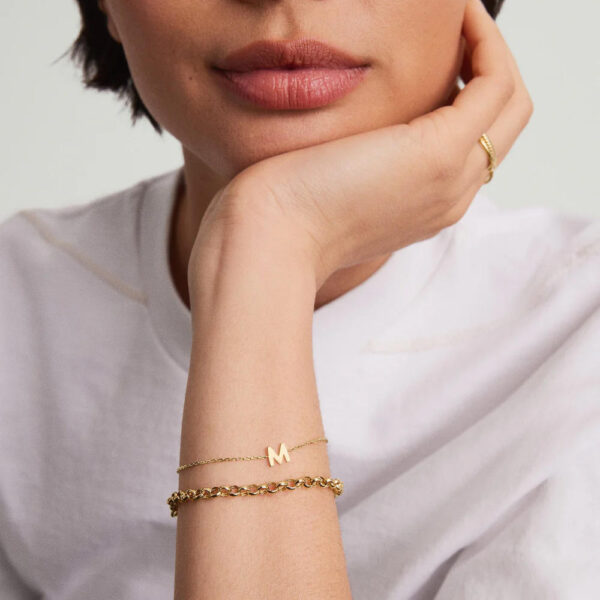 Customizable 925 Sterling Silver Gold Bangles for Women, Initial Bracelets for Women With 5A Cubic Zircon