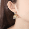 Gold Plated Indian Non Tarnish Chunky Gold Earrings, Fashion Jewelry with Zircon Vintage Style for Women