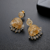 Gold Plated Indian Non Tarnish Chunky Gold Earrings, Fashion Jewelry with Zircon Vintage Style for Women