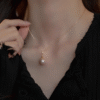 Luxury 925 Silver Pearls Simple Pendant, Necklaces for Women With Zircon,Trendy Fashion Jewelry Christmas Gift