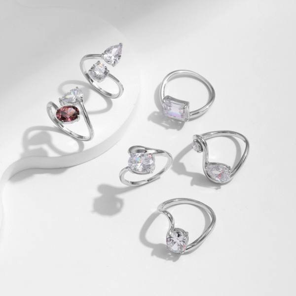 Hotsale Brilliant Cut 5A Cubic Zircon Engagement Rings, White Gold S925 Silver Rings for Women, Vintage Engagement Rings for Wedding Jewelry Set