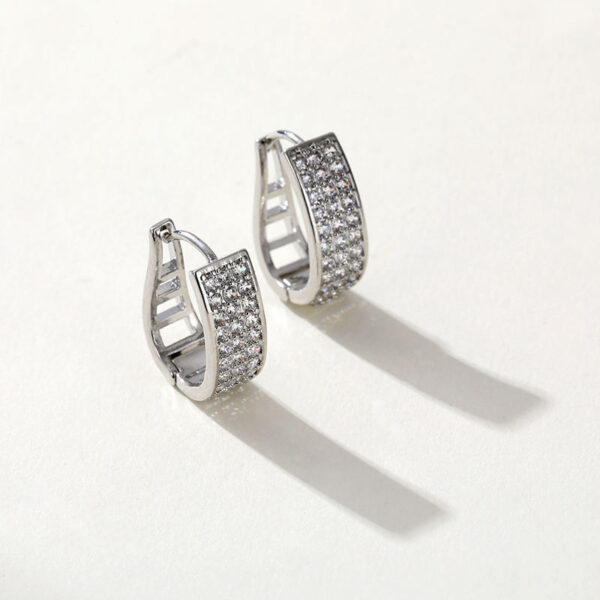 High Quality Luxury Brass Hip Hop Hoop Earrings, Hot Selling Silver Earrings with Gold Plating, Engagement Wedding Cubic Zirconia