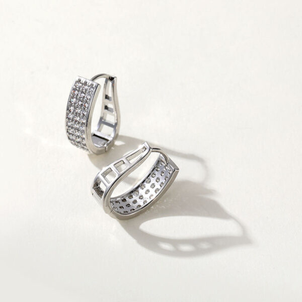 High Quality Luxury Brass Hip Hop Hoop Earrings, Hot Selling Silver Earrings with Gold Plating, Engagement Wedding Cubic Zirconia