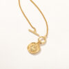 Hot Sales Brass Gold Necklace, Fashion Chains with Coin Pendant, Trendy Gold Jewelry for Women Gift