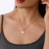 Hot Sales Brass Gold Necklace, Fashion Chains with Coin Pendant, Trendy Gold Jewelry for Women Gift