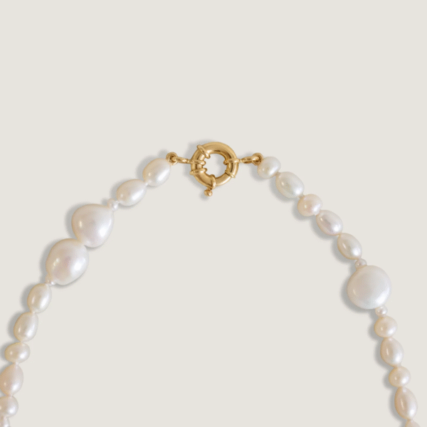 High Quality Dainty Pearl Necklace, Jewelry with Irregular Freshwater Pearls, Gold-Toned Sculpted Beads for Weddings