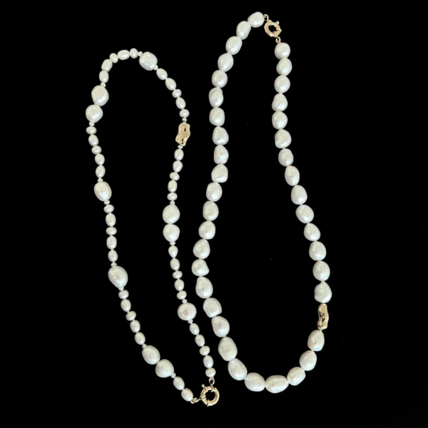 High Quality Dainty Pearl Necklace, Jewelry with Irregular Freshwater Pearls, Gold-Toned Sculpted Beads for Weddings