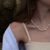 High Quality Dainty Pearl Necklace, Jewelry with Irregular Freshwater Pearls, Gold-Toned Sculpted Beads for Weddings
