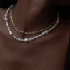 High Quality Dainty Pearl Necklace, Jewelry with Irregular Freshwater Pearls, Gold-Toned Sculpted Beads for Weddings