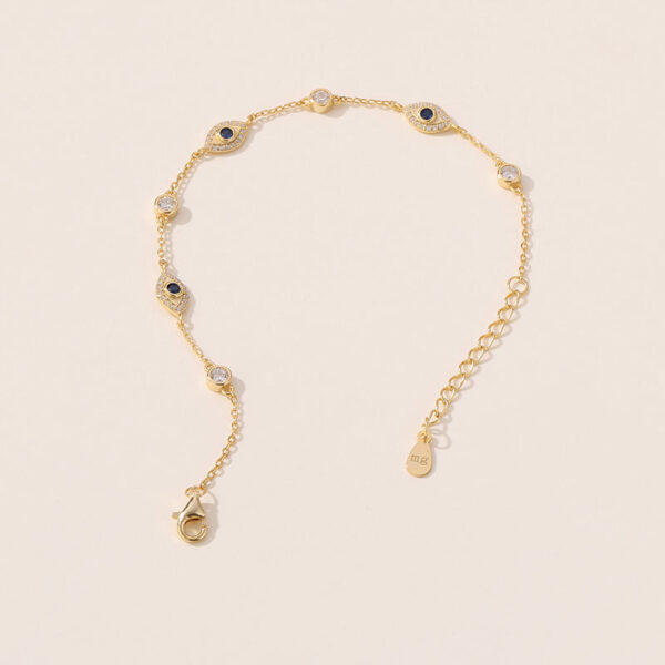 Luxury Women's Turkish Eye Pure Copper Bracelet, Brass Charm Gold Bracelets for Women with Cubic Zirconia, Customizable Factory High Quality Trendy Chain Link Jewelry