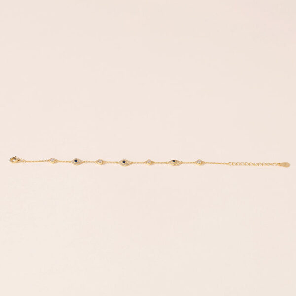 Luxury Women's Turkish Eye Pure Copper Bracelet, Brass Charm Gold Bracelets for Women with Cubic Zirconia, Customizable Factory High Quality Trendy Chain Link Jewelry