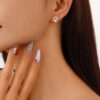 Simple Trendy 925 Sterling Silver Stud Earrings, Diamond Earrings with Shining Zircon Stone, Fashion Jewelry for Gifts Weddings Parties
