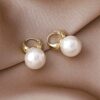 2025 Trendy Wholesale Classic Pearls Hoops, Fashionn Gold Planted Pearl Earrings, Gold Jewelry for Women Girls Gift
