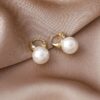 2025 Trendy Wholesale Classic Pearls Hoops, Fashionn Gold Planted Pearl Earrings, Gold Jewelry for Women Girls Gift