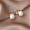 2025 Trendy Wholesale Classic Pearls Hoops, Fashionn Gold Planted Pearl Earrings, Gold Jewelry for Women Girls Gift