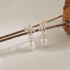European American Fashion Simple Elegant Pearl Earrings, Pearl Drop Earrings With 5A Zircon Earrings for Women