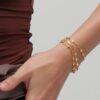 Wholesale 925 Stainless Sterling Silver Gold Bangle,  Gold Plated Chain Link Bracelets for Women & Men