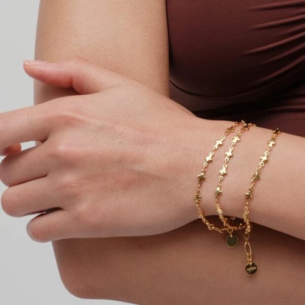 Wholesale 925 Stainless Sterling Silver Gold Bangle,  Gold Plated Chain Link Bracelets for Women & Men