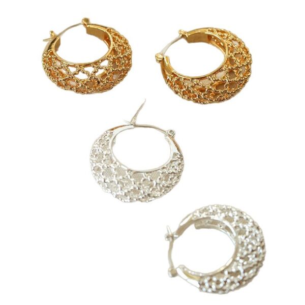 New Arrival Hollow Netted Crescent Hypoallergenic Earrings, Minimalist Drop Mesh Earrings for Women