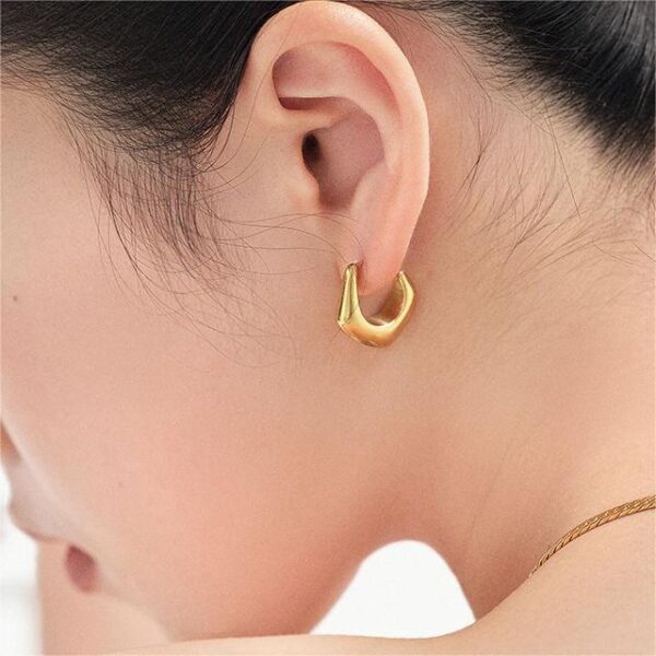 Hot Sale Fashion Chunky Hoop Earrings, Non-Tarnish hypoallergenic earrings for Women, Waterproof Made Gold Plated Jewelry