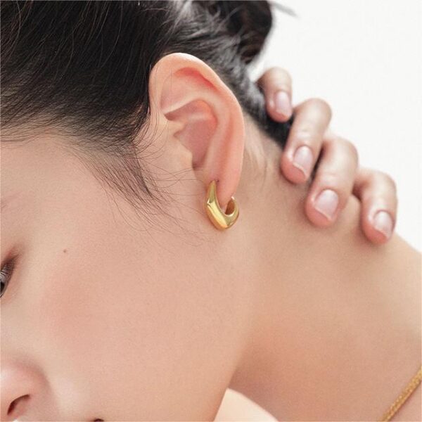 Hot Sale Fashion Chunky Hoop Earrings, Non-Tarnish hypoallergenic earrings for Women, Waterproof Made Gold Plated Jewelry