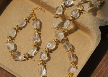 Middle Eastern Style White Crystal Jewelry for Women, Light Luxury Bead Crystal Bracelet and Necklaces