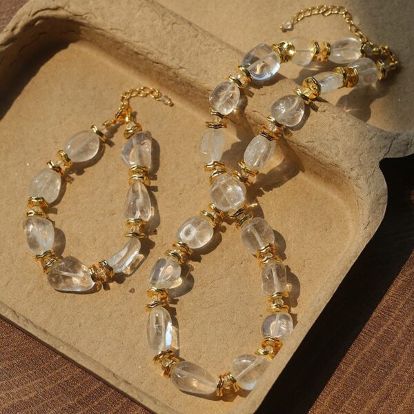 Middle Eastern Style White Crystal Jewelry for Women, Light Luxury Bead Crystal Bracelet and Necklaces