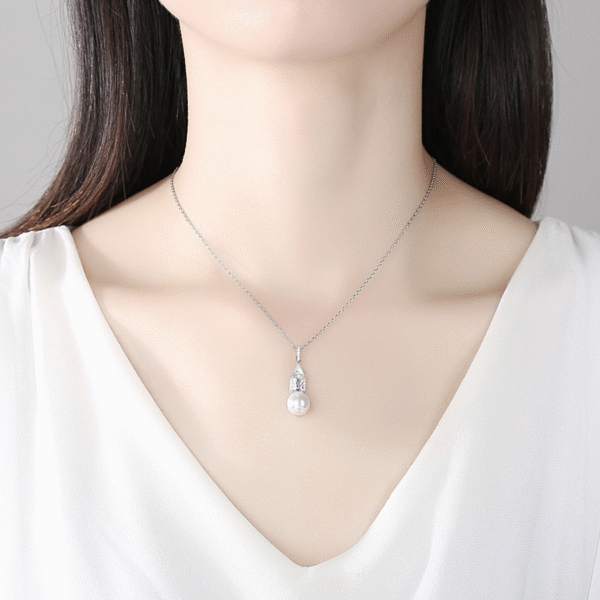 Pearl Pendant Simple Pearl Necklaces, Pendants Adorned with Cubic Zirconia, Brass Earrings Jewelry Non Tarnish