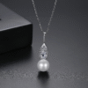 Pearl Pendant Simple Pearl Necklaces, Pendants Adorned with Cubic Zirconia, Brass Earrings Jewelry Non Tarnish