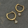 Women's Simple Diamond Gold Earrings, Fashionable Brass Hoop Earrings, Elegant Fine Jewelry with Zircon