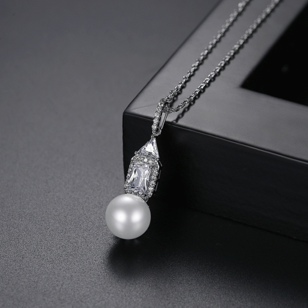 Pearl Pendant Simple Pearl Necklaces, Pendants Adorned with Cubic Zirconia, Brass Earrings Jewelry Non Tarnish