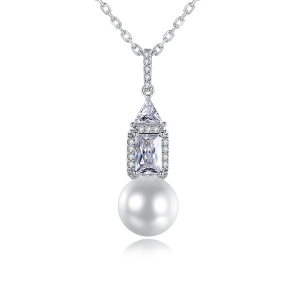 Pearl Pendant Simple Pearl Necklaces, Pendants Adorned with Cubic Zirconia, Brass Earrings Jewelry Non Tarnish