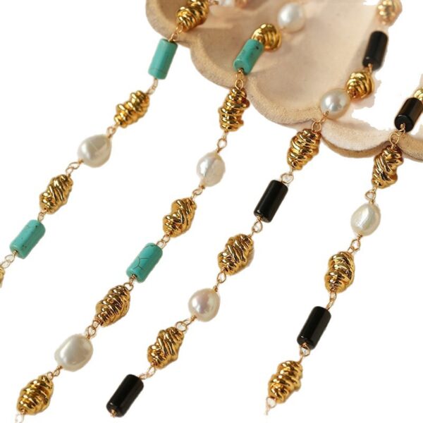 Vintage Twisted Flower Long Ladies Gold Necklace, Light Luxury Blue Spruce Layered Sweater Chain