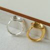 Minimalist White Crystal Oval Engagement Rings for Women, Brass Simple Metal Style Round Open Wedding Bands
