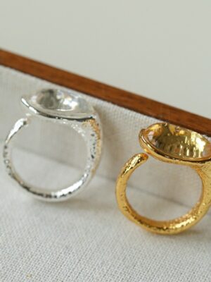 Minimalist White Crystal Oval Engagement Rings for Women, Brass Simple Metal Style Round Open Wedding Bands